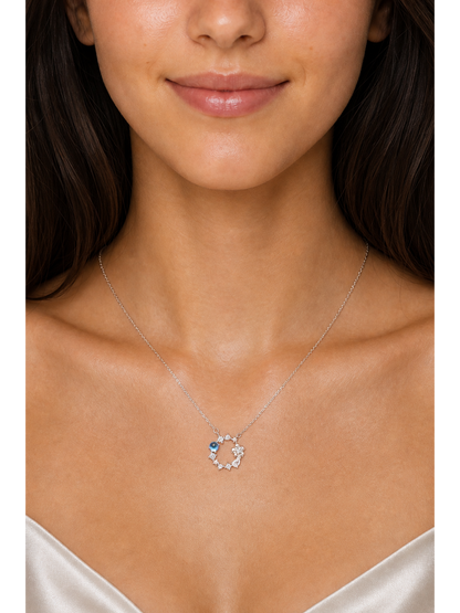 Sterling Silver Blue Zircon Wreath Necklace 3