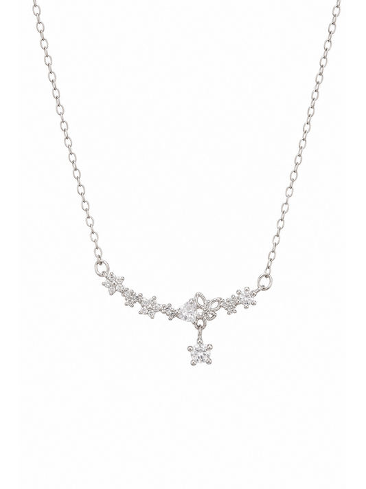 Sterling Silver Butterfly Star Zircon Necklace 1