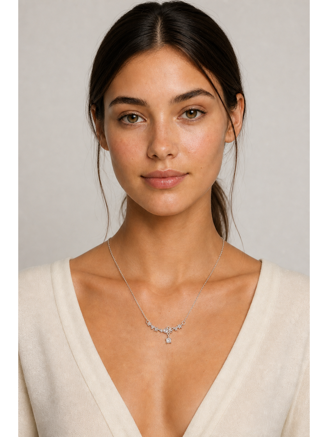 Sterling Silver Butterfly Star Zircon Necklace 2