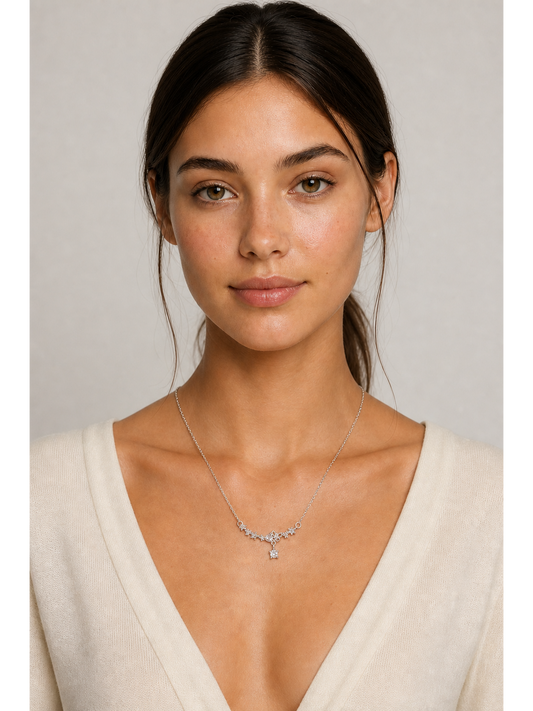 Sterling Silver Butterfly Star Zircon Necklace 2