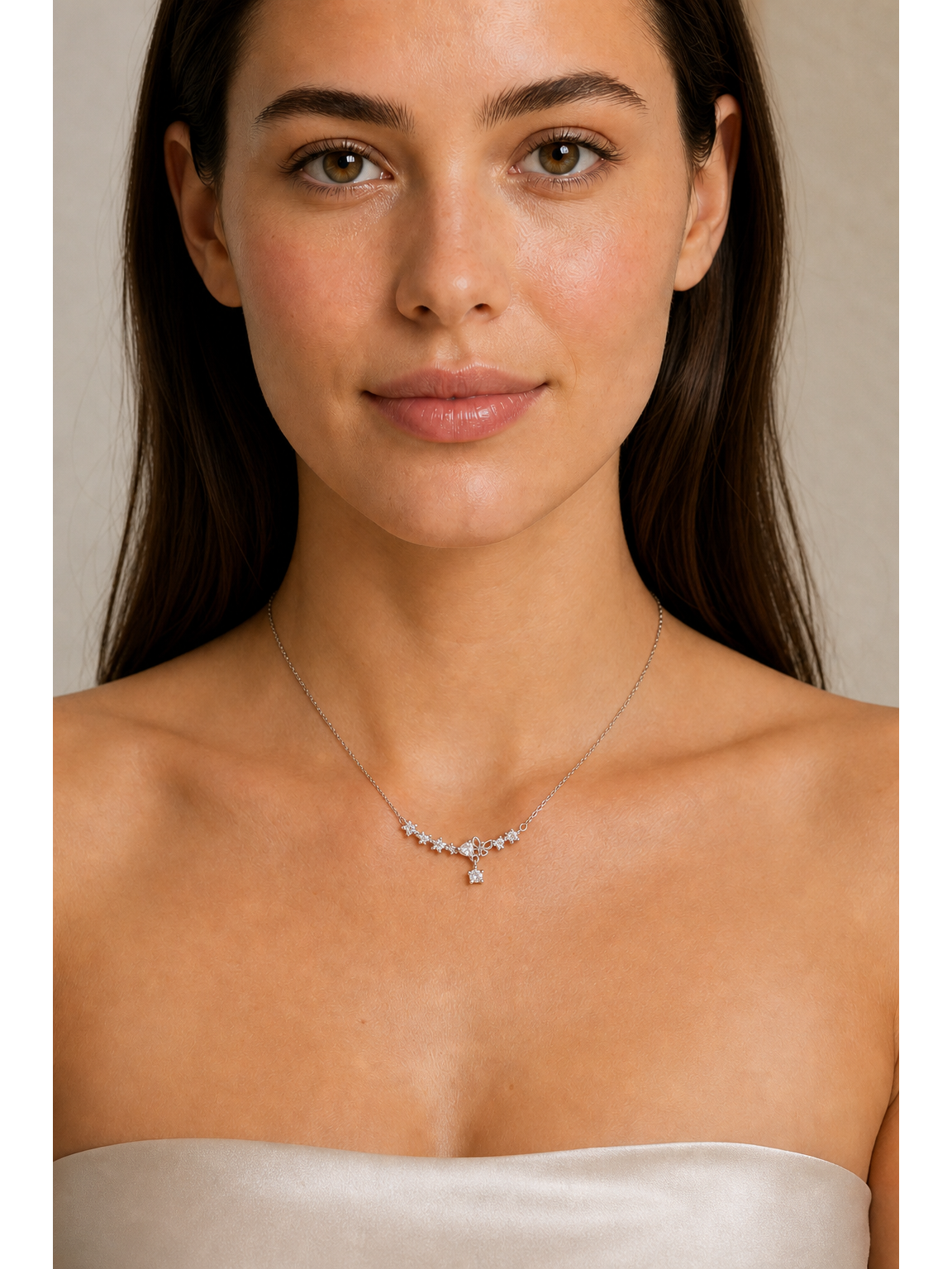 Sterling Silver Butterfly Star Zircon Necklace 3
