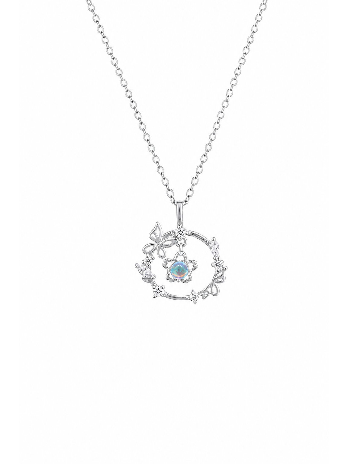 Sterling Silver Butterfly Wreath Necklace 1