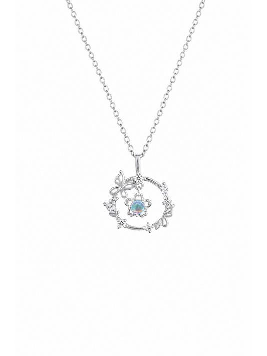 Sterling Silver Butterfly Wreath Necklace 1