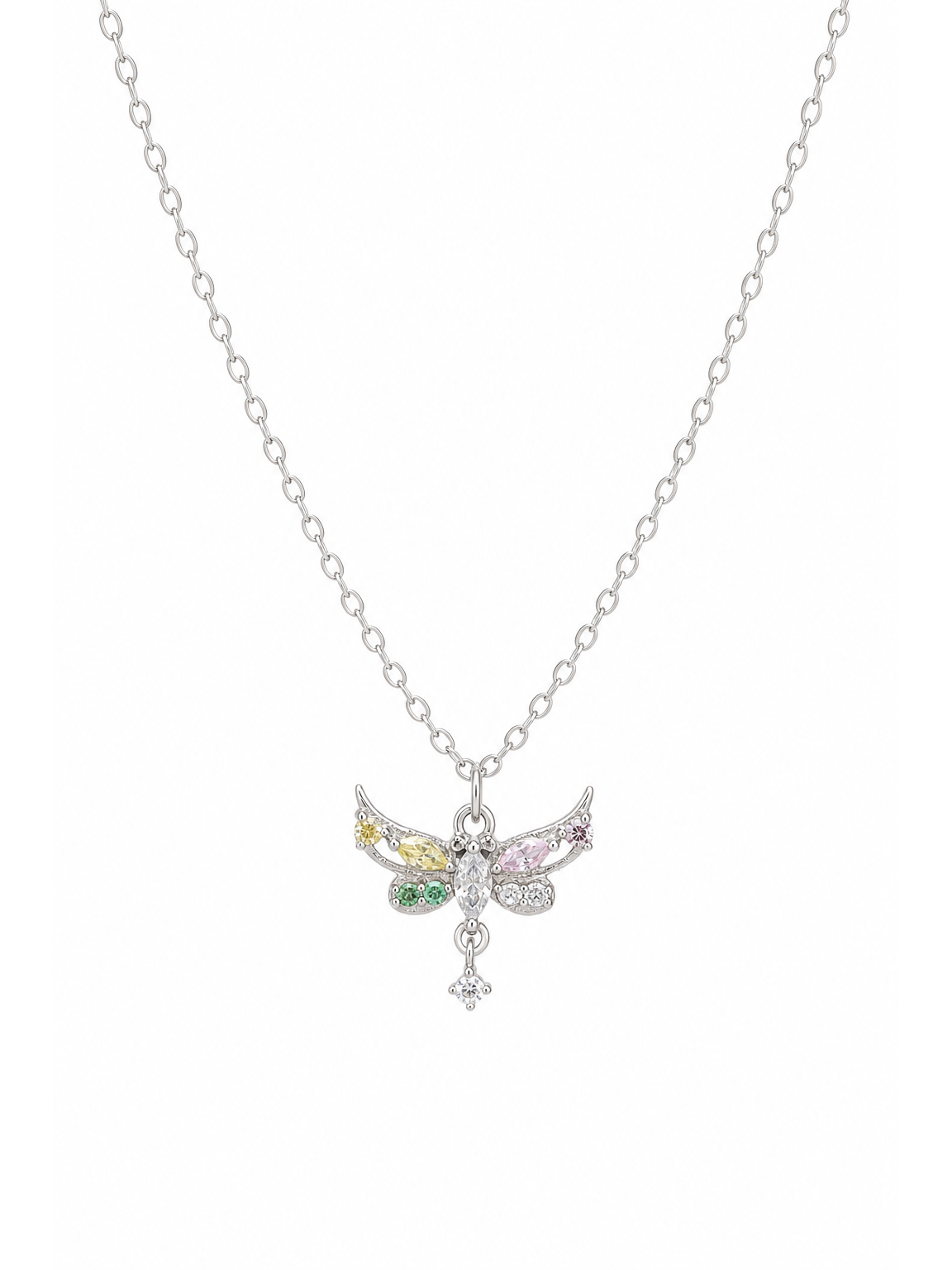 Sterling Silver Butterfly Zircon Necklace 1