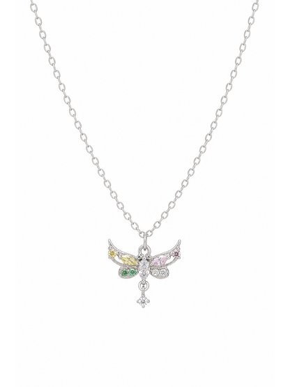 Sterling Silver Butterfly Zircon Necklace 1