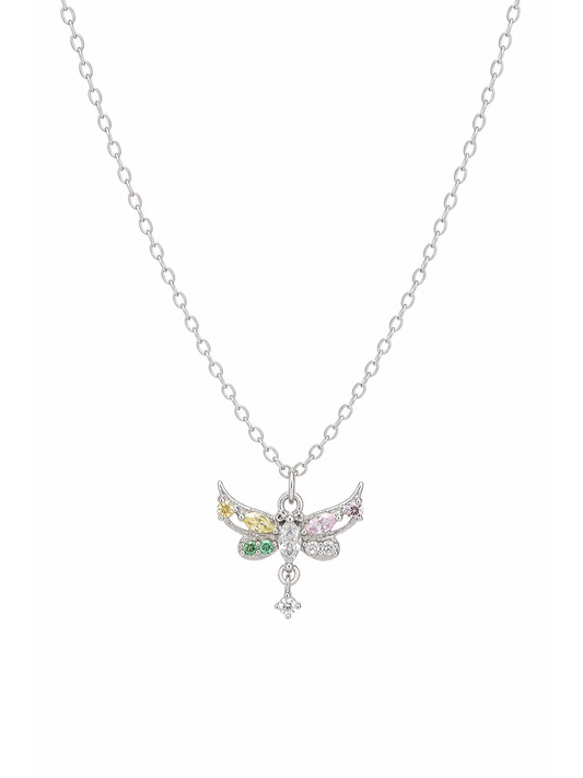Sterling Silver Butterfly Zircon Necklace 1