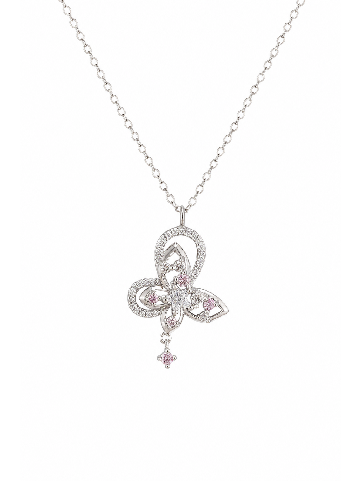 Sterling Silver Butterfly Zircon Necklace 1