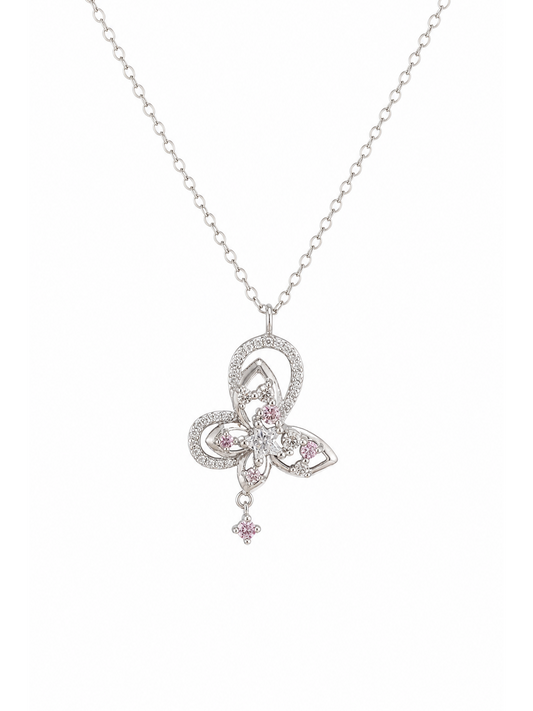 Sterling Silver Butterfly Zircon Necklace 1