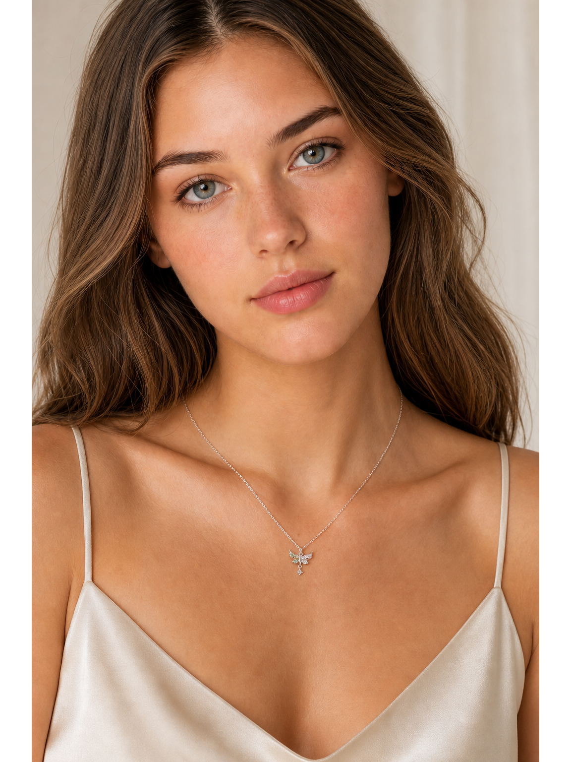Sterling Silver Butterfly Zircon Necklace 2