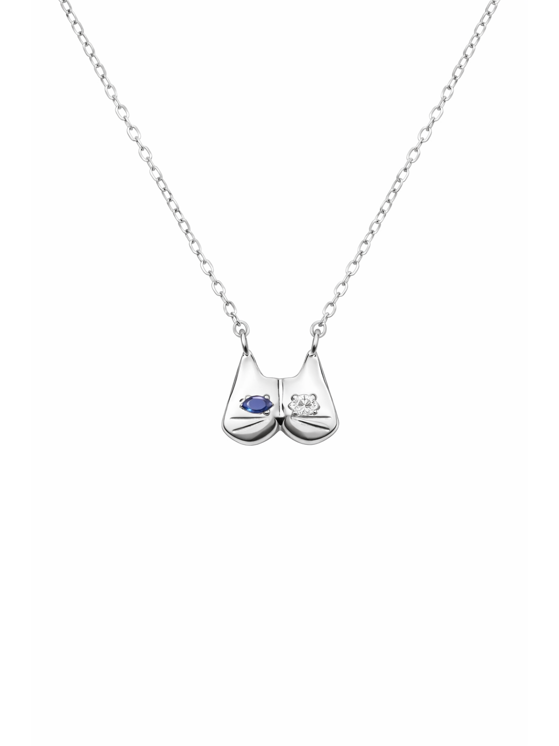 Sterling Silver Cat Face Necklace 1