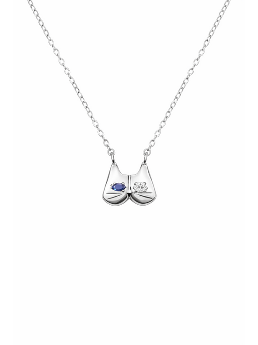 Sterling Silver Cat Face Necklace 1