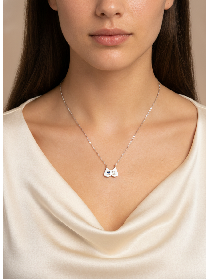 Sterling Silver Cat Face Necklace 3
