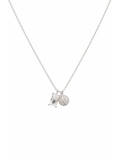 Sterling Silver Dual Charm Zircon Necklace 1