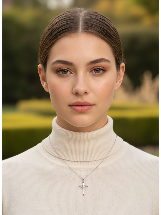 Sterling Silver Heart Cross Necklace 2