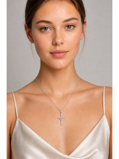 Sterling Silver Heart Cross Necklace 3