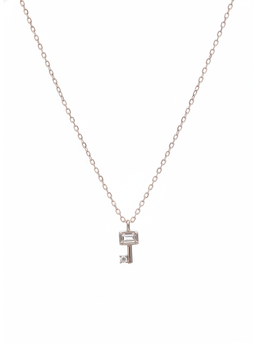 Sterling Silver Key Pendant Necklace 1