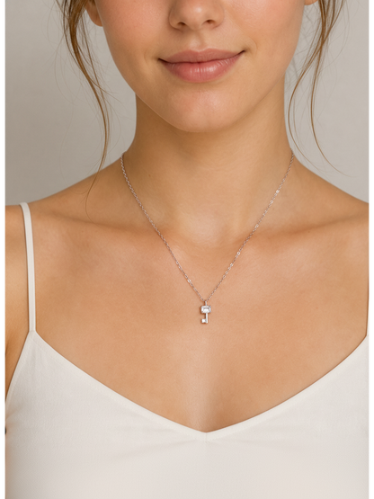 Sterling Silver Key Pendant Necklace 3