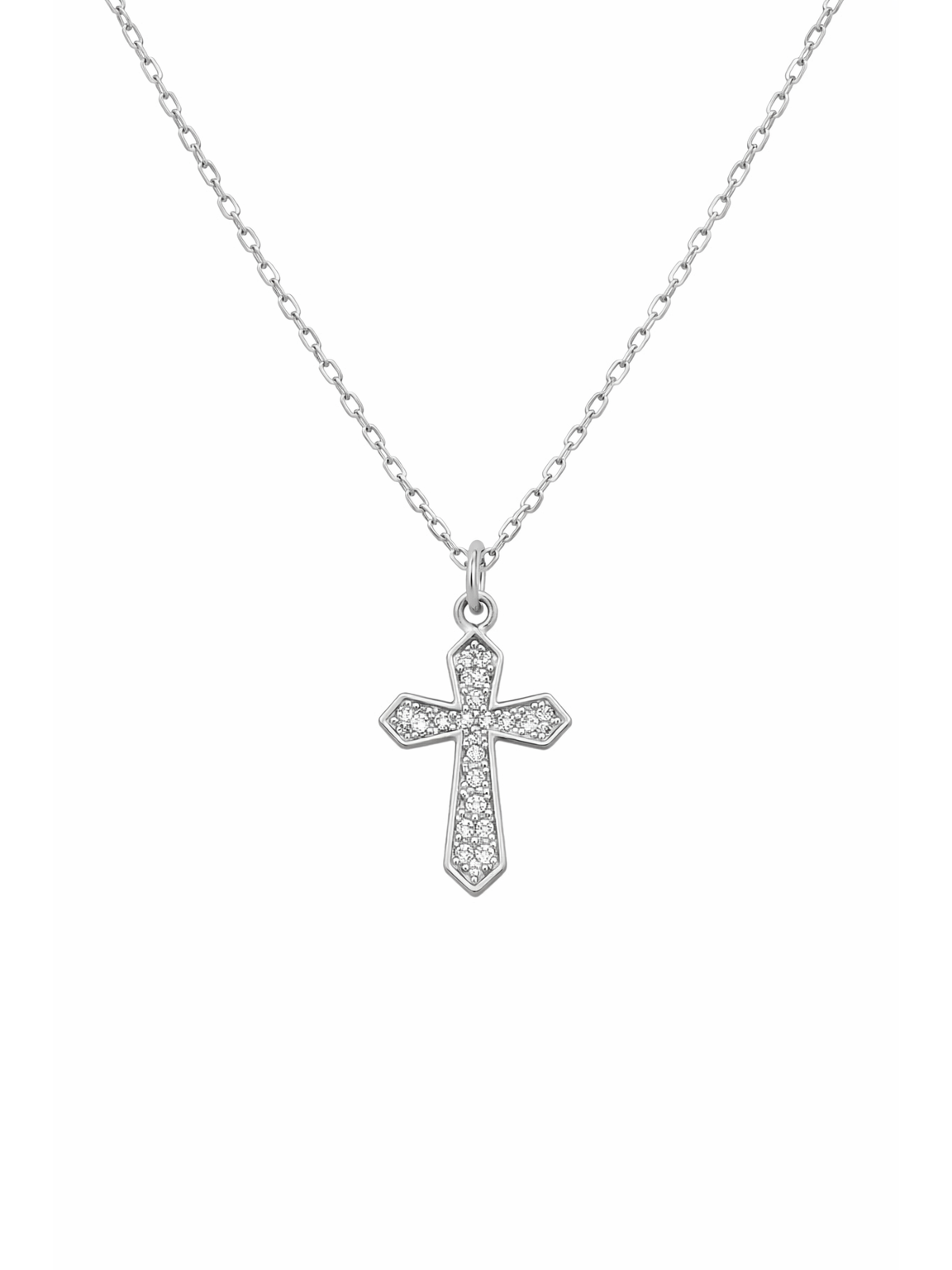 Sterling Silver Pavé Cross Necklace 1
