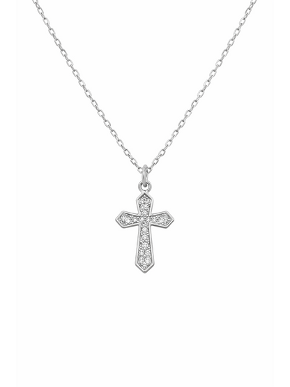 Sterling Silver Pavé Cross Necklace 1