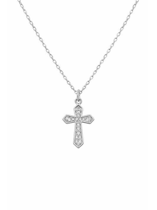 Sterling Silver Pavé Cross Necklace 1