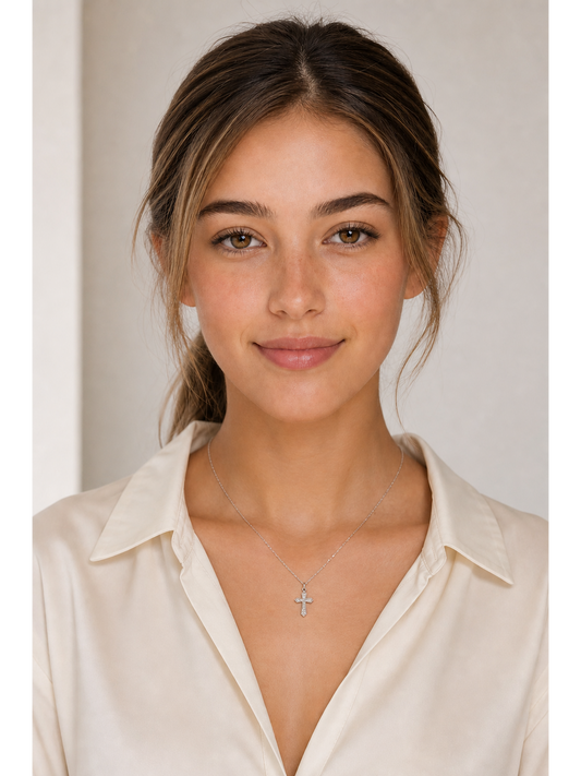 Sterling Silver Pavé Cross Necklace 2