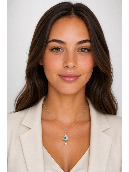 Sterling Silver Snowflake Christmas Tree Pendant Necklace 2
