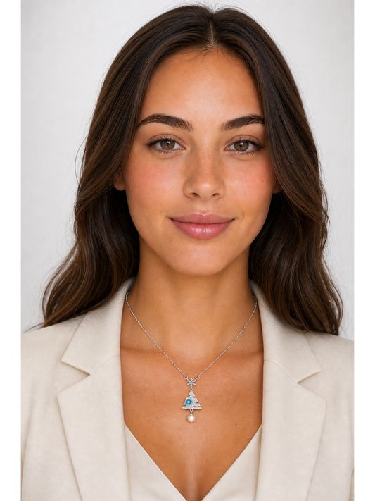 Sterling Silver Snowflake Christmas Tree Pendant Necklace 2