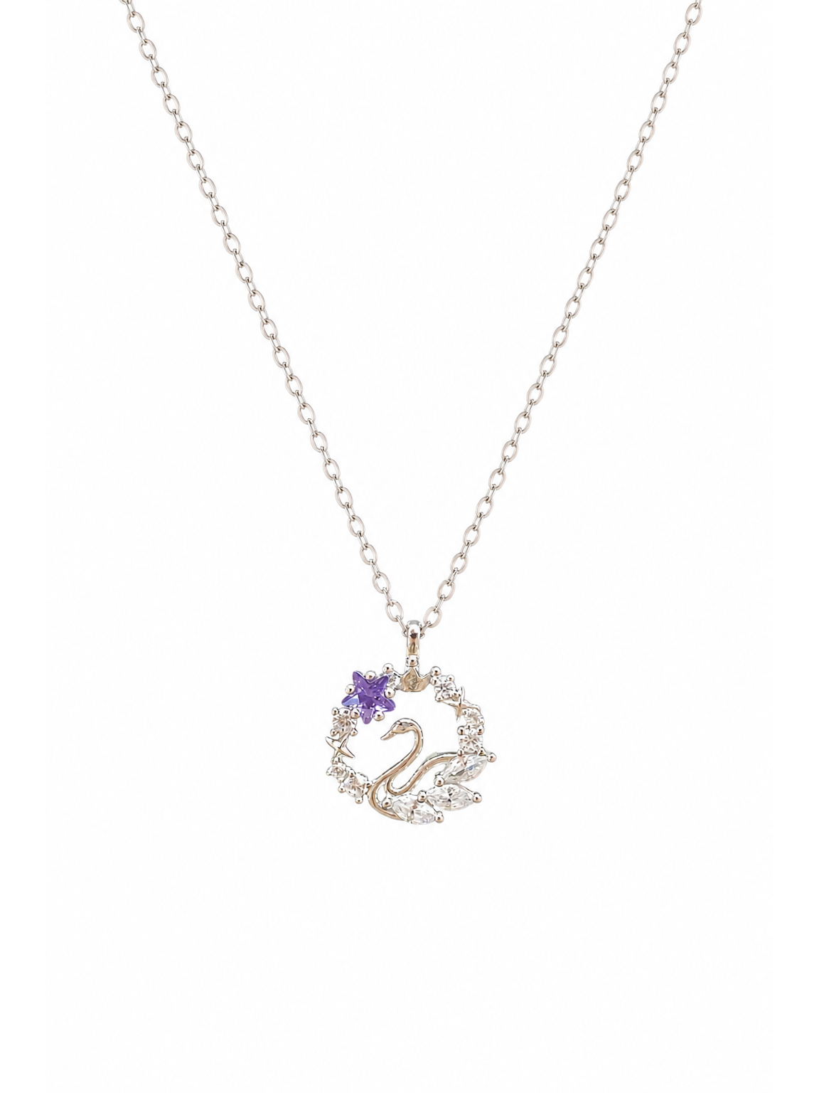 Sterling Silver Swan Wreath Necklace 1