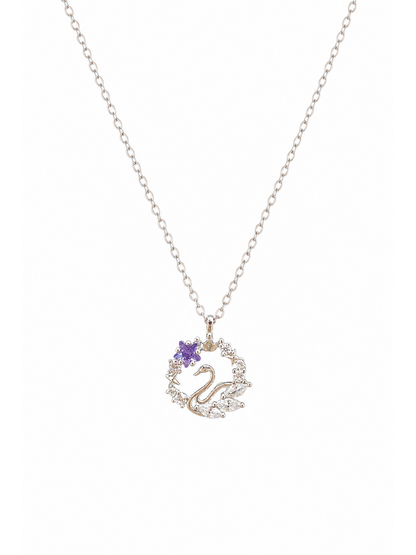 Sterling Silver Swan Wreath Necklace 1