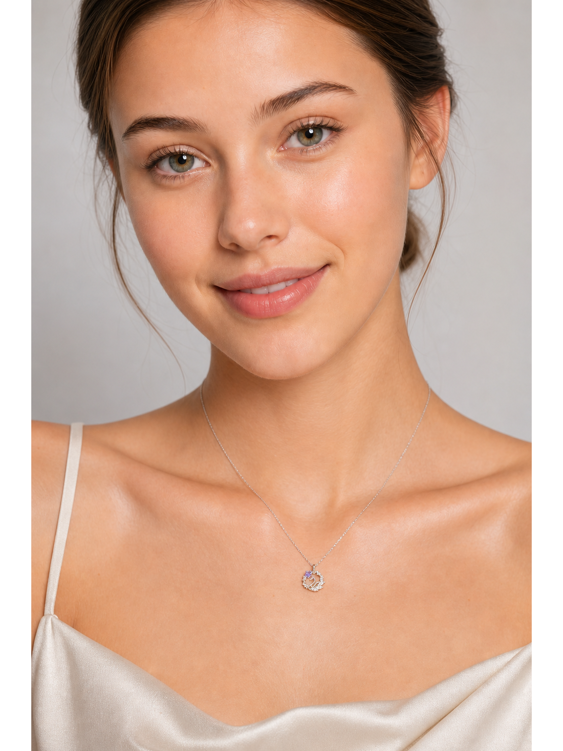 Sterling Silver Swan Wreath Necklace 3