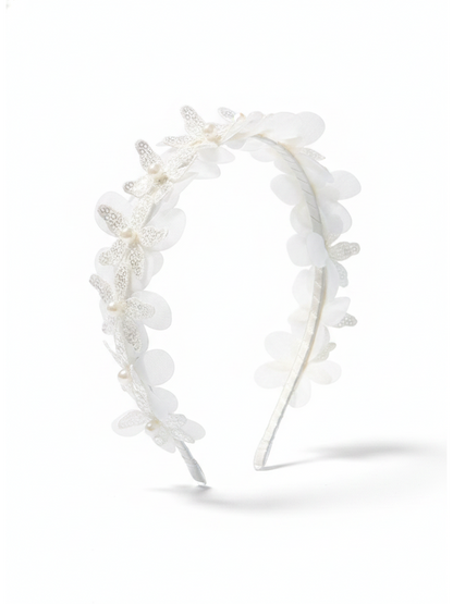 White Floral Pearl Headband 1